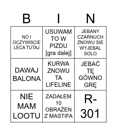WOJTEK APEX LEGENDS Bingo Card