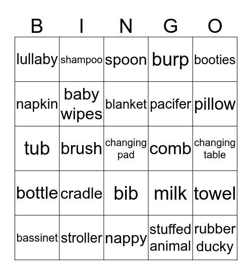 BABY BINGO Card