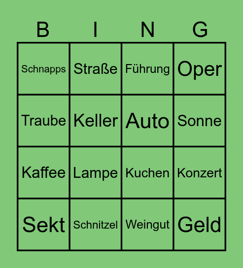 Bingo Vienna Special (Ja genau) Bingo Card