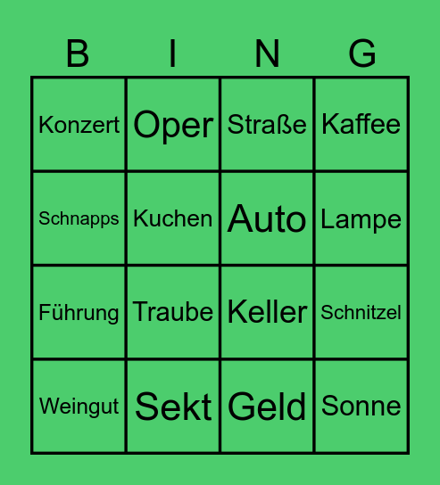 Vienna Bingo special (JA GENAU) Bingo Card