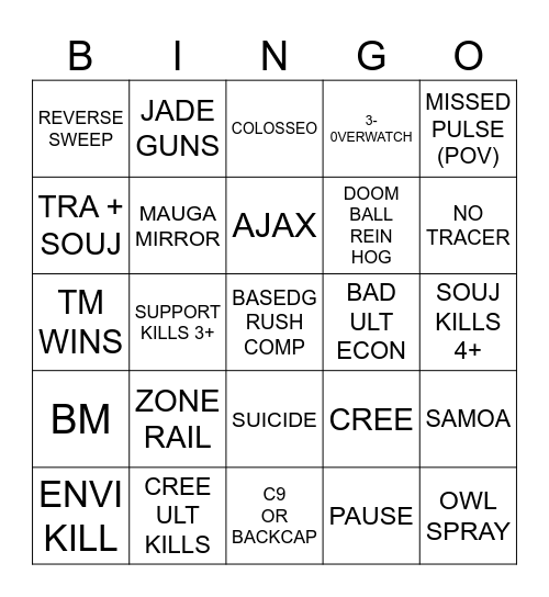 OWCS BINGO S9 Bingo Card