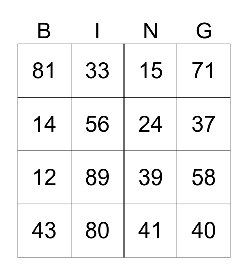 Bingo De Spie Bingo Card