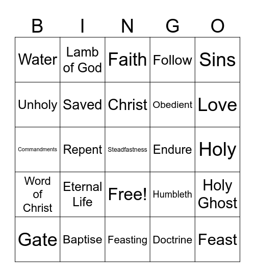 Nephi's Words Bingo Card