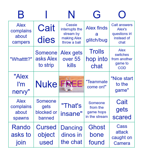 Mr. Buns Bingo Game Bingo Card