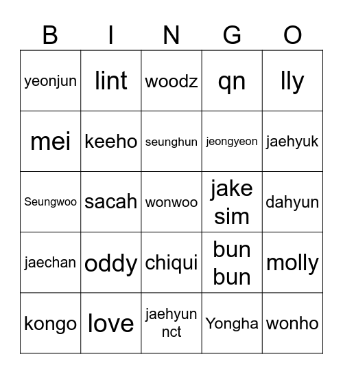 Yum Bingo Card