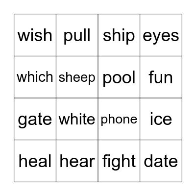 Minimal pairs Bingo Card