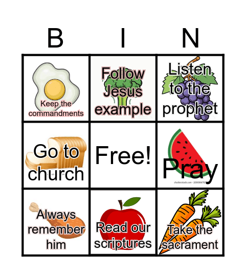 Feast Upon the Words of Christ Bingo Card