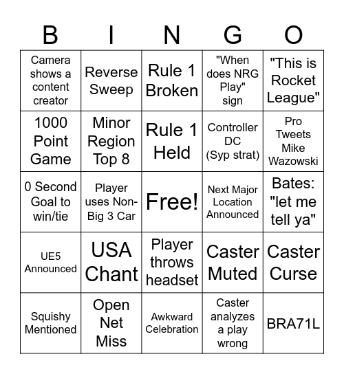 RLCS Copenhagen Major Bingo Card