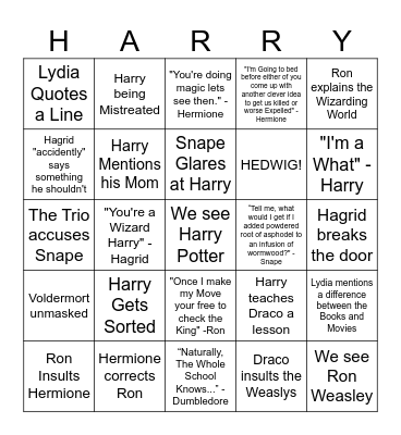 Philosophers Stone Bingo Card