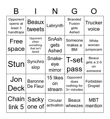 Beaux Bingo Time! Bingo Card