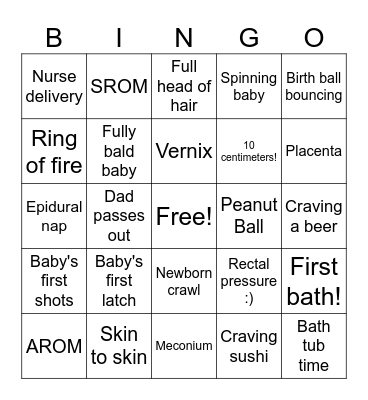 Baby Bingo Card