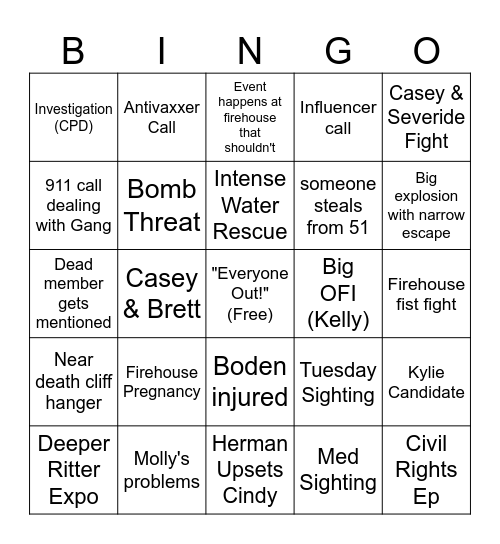 Chicago Fire S09 Bingo Card