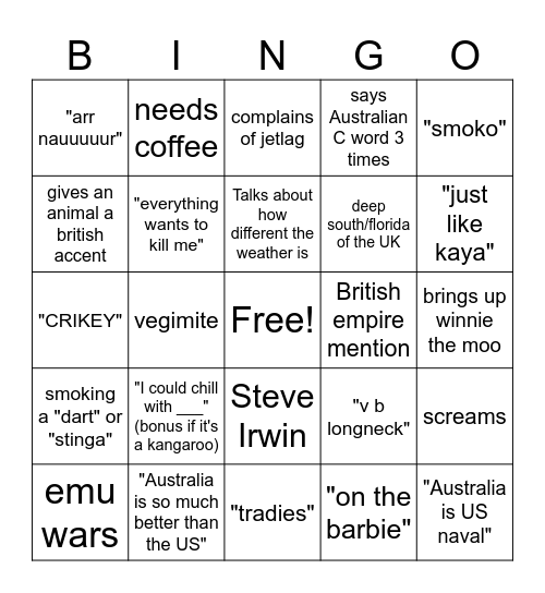 hasStraya Bingo Card