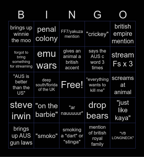 HASANABI AUSSY ANIMAL SANCTUARY BINGO Card