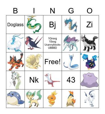 Pokemon Bingo Card