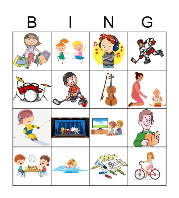 Hobbies Bingo Card