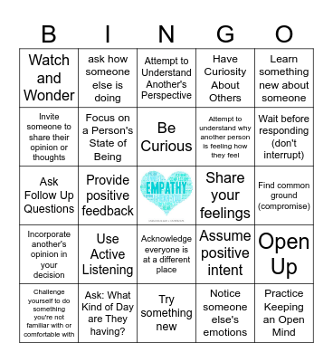 Empathy Bingo Card