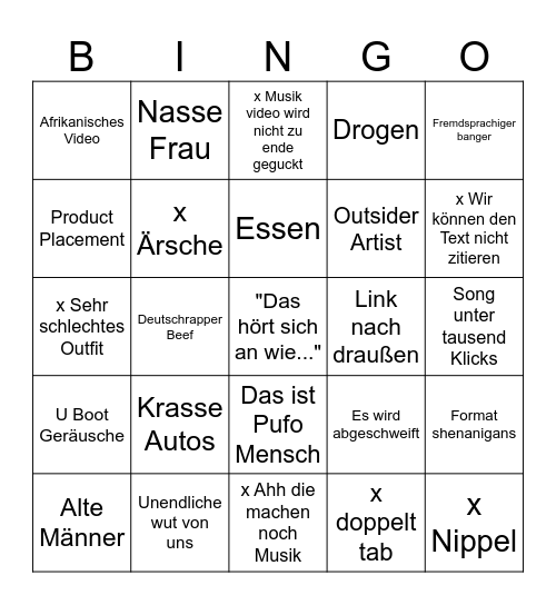 Musikbingo Card