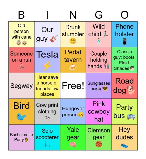 Broadway Gazing Bingo Card