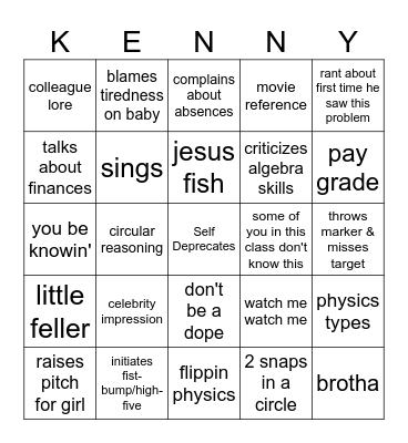 Coolidge Counter 5000 Bingo Card