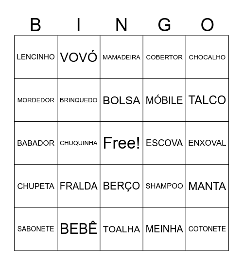 CHÁ DE BEBê Bingo Card