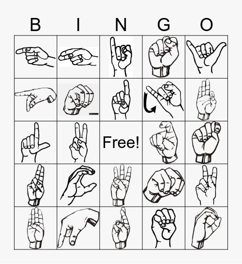 ASL Alphabet Bingo Card