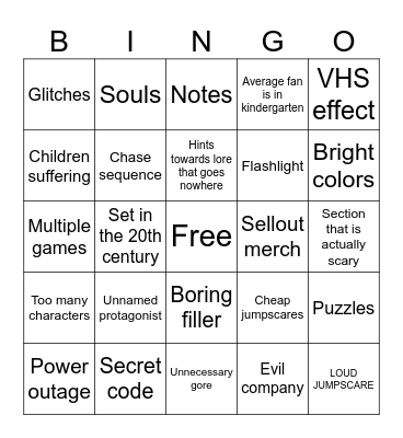 Mascot Horror Bingo Card