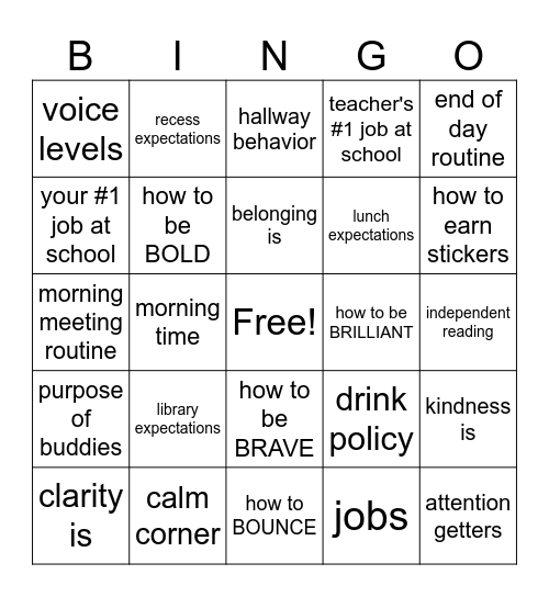 BEAR BINGO Card