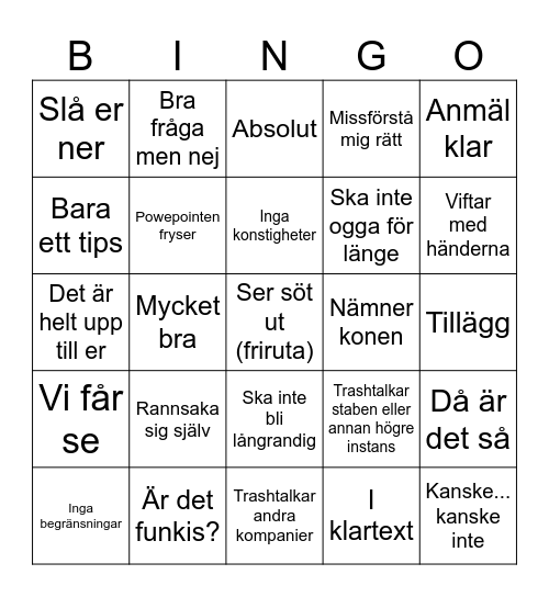 Überführer-bingo Card