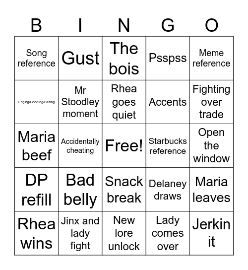 Keyboard Bingo Card