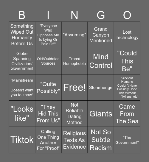 Conspiracy Theory Bingo! Bingo Card