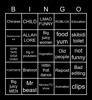 Youtube shorts bingo Card