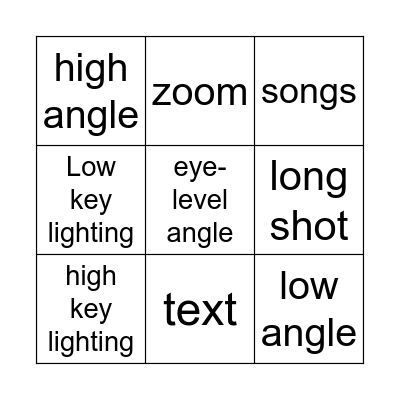 Film Bingo Card