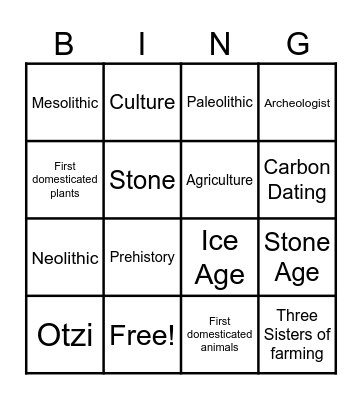 Stone Age Bingo 1 Bingo Card