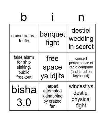 cruisernatural Bingo Card