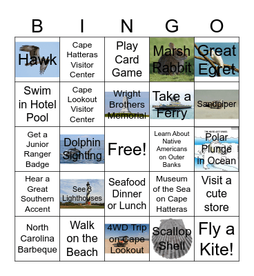 Outer Banks Bingo Card