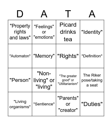 The Measure of a Man Bingo Card