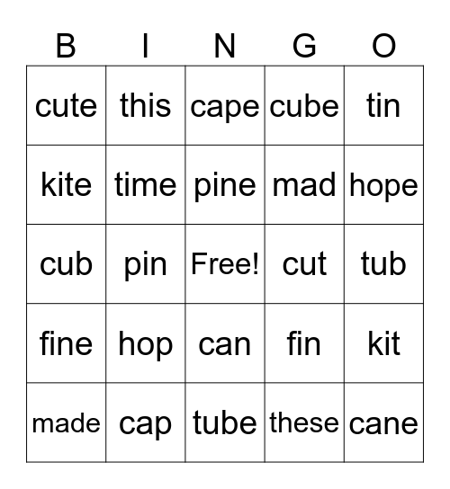 G1A2 Long and Short Vowels Review 3/29 Bingo Card