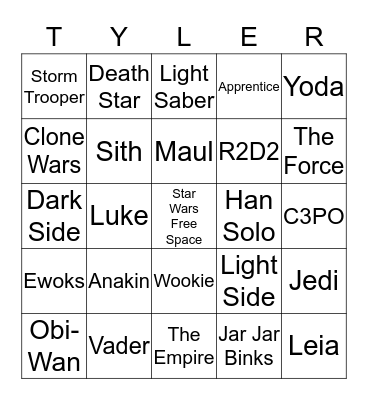 Star Wars Bingo Card