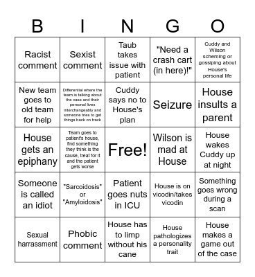 House MD Bingo Card