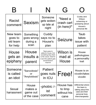 House MD Bingo Card