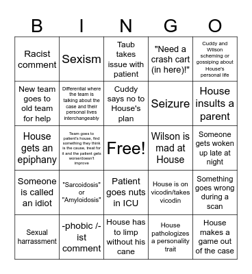 House MD Bingo Card