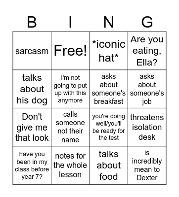 MR young bingo Card