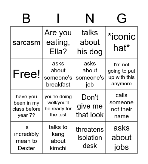 MR young bingo Card