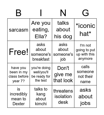 MR young bingo Card