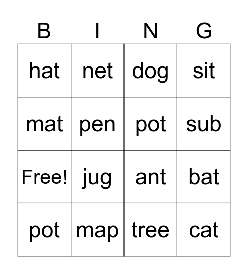 3/4th Grade Afterschool Bingo Card