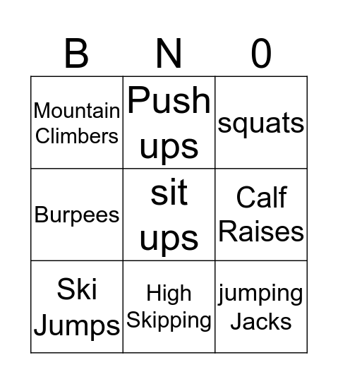 Employee Health & Fitness Bingo Card