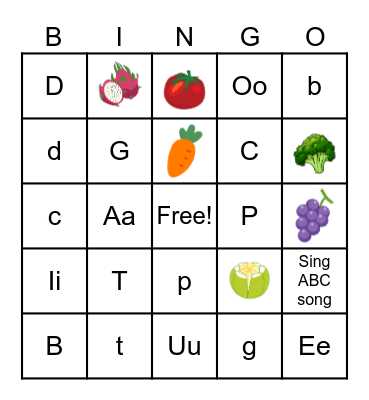 Alphabets Bingo Card