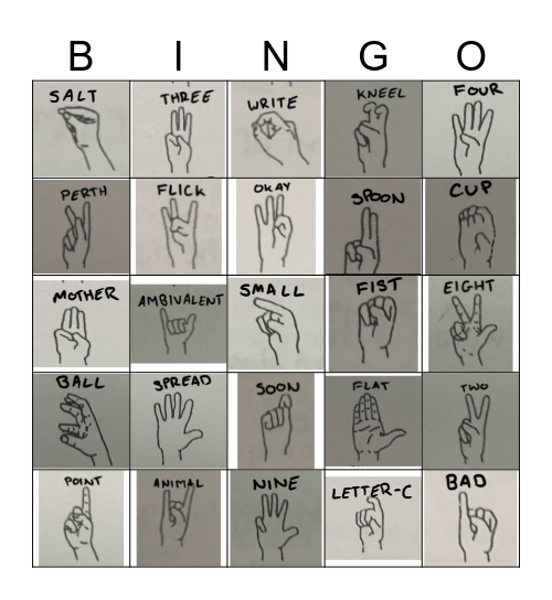 Auslan Handshape Bingo! Bingo Card