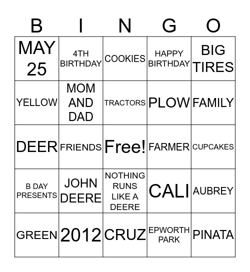 HAPPY BIRTHDAY CRUZ Bingo Card